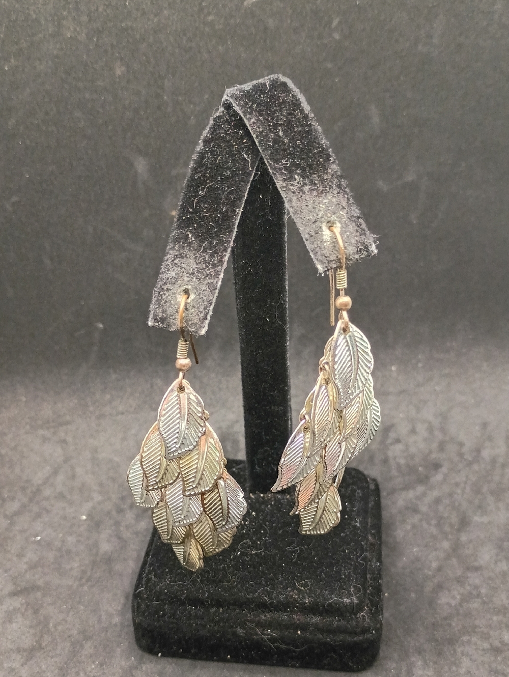 Silver-Tone Leaf Cascade Drop Earrings